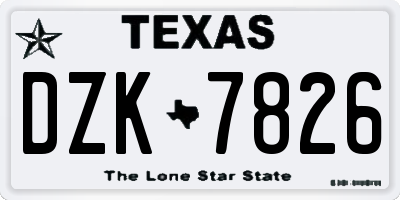 TX license plate DZK7826