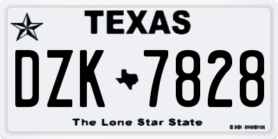 TX license plate DZK7828