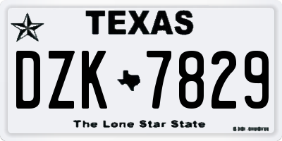 TX license plate DZK7829