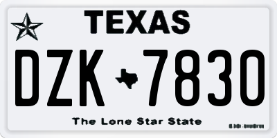 TX license plate DZK7830