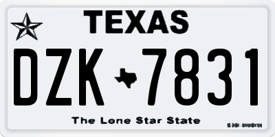 TX license plate DZK7831