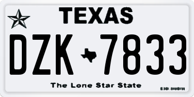 TX license plate DZK7833
