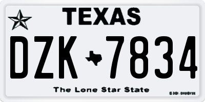 TX license plate DZK7834