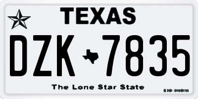TX license plate DZK7835