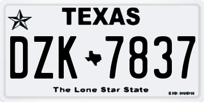 TX license plate DZK7837