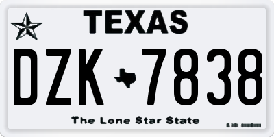 TX license plate DZK7838
