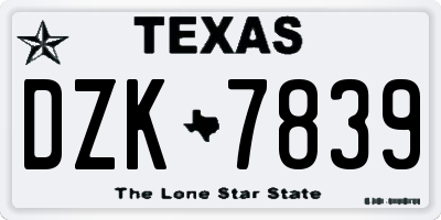 TX license plate DZK7839