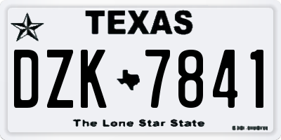 TX license plate DZK7841