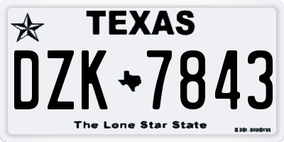 TX license plate DZK7843