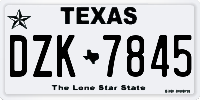 TX license plate DZK7845