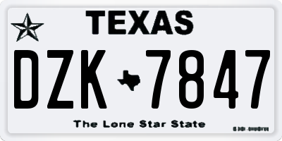 TX license plate DZK7847
