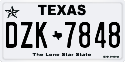 TX license plate DZK7848