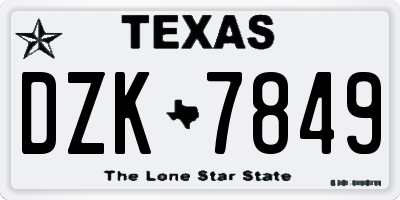 TX license plate DZK7849