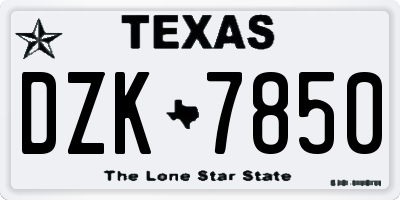 TX license plate DZK7850