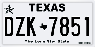 TX license plate DZK7851