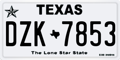 TX license plate DZK7853