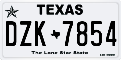 TX license plate DZK7854