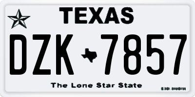 TX license plate DZK7857