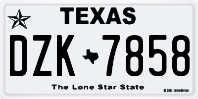 TX license plate DZK7858