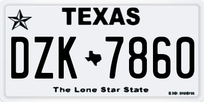 TX license plate DZK7860