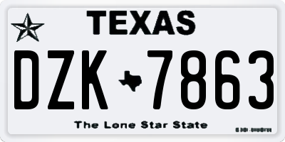 TX license plate DZK7863