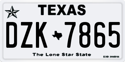 TX license plate DZK7865