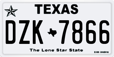TX license plate DZK7866