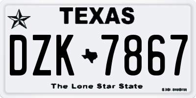 TX license plate DZK7867