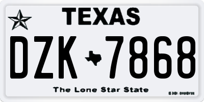 TX license plate DZK7868