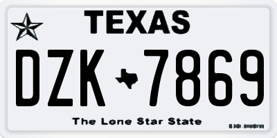 TX license plate DZK7869
