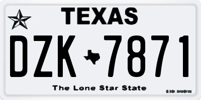 TX license plate DZK7871