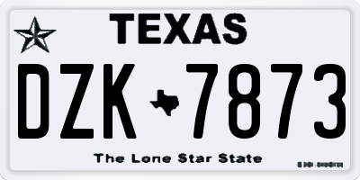 TX license plate DZK7873