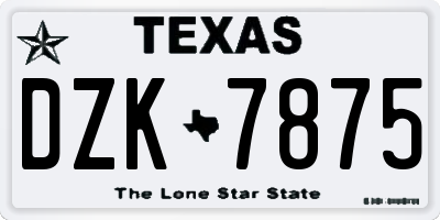 TX license plate DZK7875