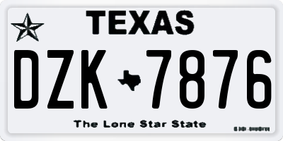 TX license plate DZK7876