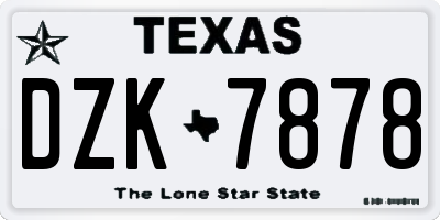 TX license plate DZK7878
