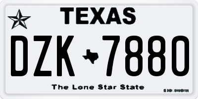 TX license plate DZK7880