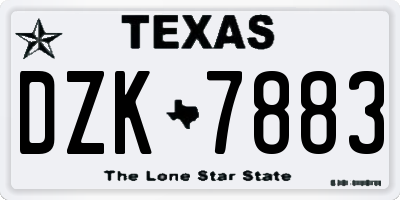 TX license plate DZK7883