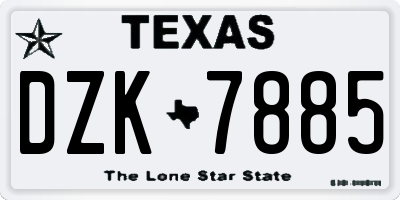 TX license plate DZK7885