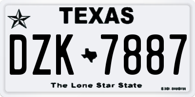 TX license plate DZK7887