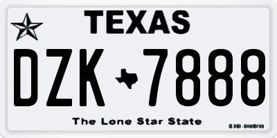 TX license plate DZK7888