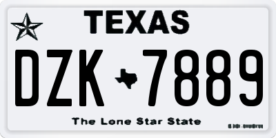 TX license plate DZK7889
