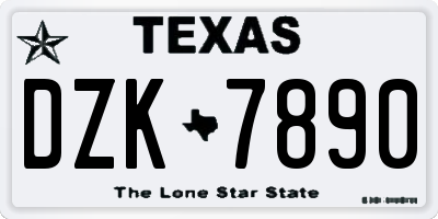 TX license plate DZK7890