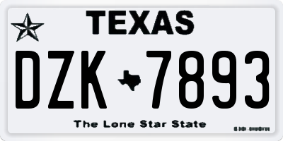 TX license plate DZK7893