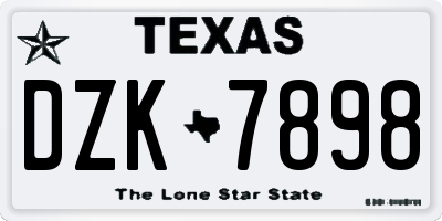 TX license plate DZK7898