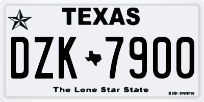 TX license plate DZK7900
