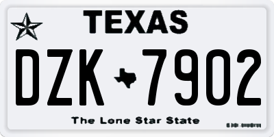 TX license plate DZK7902