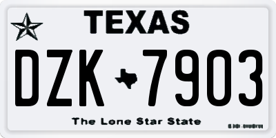 TX license plate DZK7903