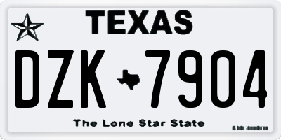 TX license plate DZK7904