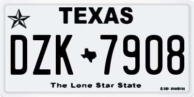 TX license plate DZK7908