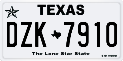 TX license plate DZK7910